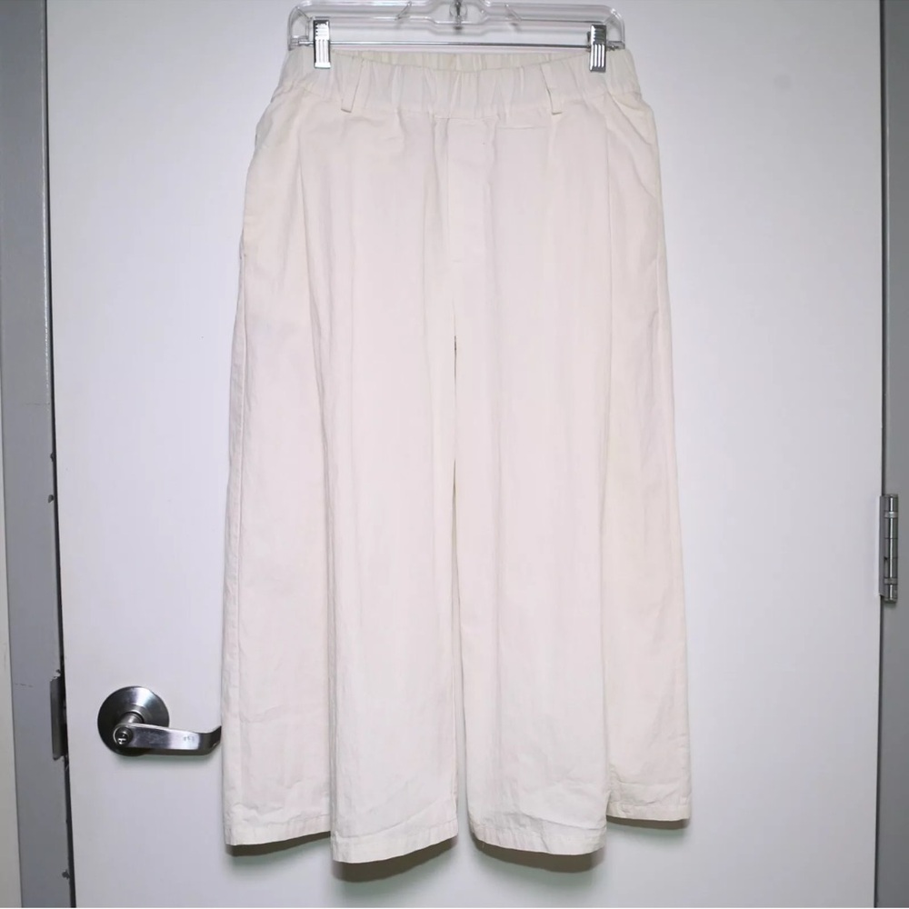 ORTTU - Eggshell Wide Leg Elastic Waist Cropped Leg Pants - Men's Small 🔥